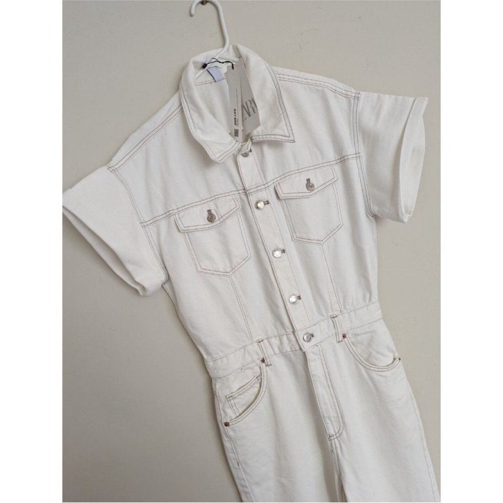 Zara long denim lapel collar jumpsuit 8197 217 - Picture 10 of 16
